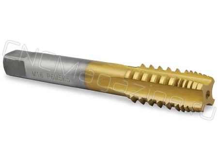 Метчик с шахматным расположением зубьев M16х2.0 HSS-E TiN, машинный сквозной ST030160