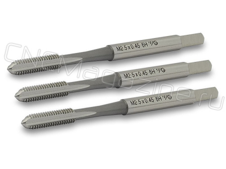 T7109179 Метчик М2.5Х0.45 HSS 6H 40.0L ручной DIN352, c прямой канавкой (набор)
