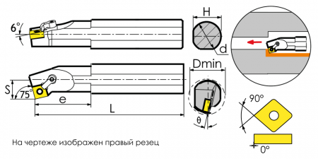 S25R-MSKNL12 Резец токарный (державка) расточной по металлу SANT 