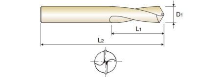 Сверло из быстрорежущей стали центровочное  NC Spotting HSSCo8 для станков с ЧПУ (угол при вершине 120°) удлиненное, 10X25X170