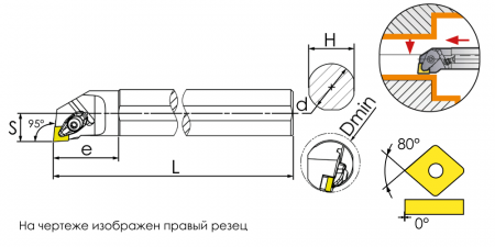A32S-DCLNL12 Резец токарный (державка) расточной по металлу SANT 