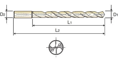 Сверло твердосплавное Dream MQL 15XD с покрытием  TiAlN с отверстиями для подвода СОЖ сверхдлинное, 3X3X54X105