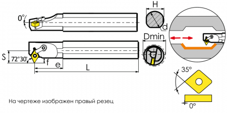 S32S-MVWNR16 Резец токарный (державка) расточной по металлу Trinix 