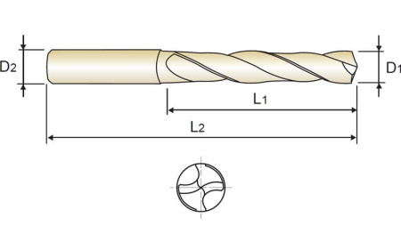 Сверло твердосплавное Dream Drill 3XD DIN 6537 с покрытием TiAlN укороченное, 7.8X8X41X79