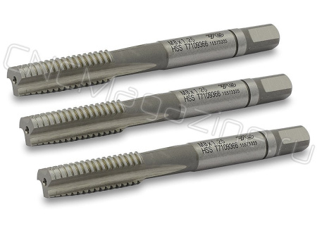 T7109369 Метчик М8Х1.25 HSS 6H 63.0L ручной DIN352, c прямой канавкой (набор)