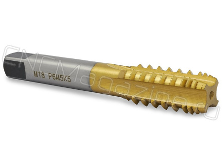 Метчик с шахматным расположением зубьев M18х2.5 HSS-E TiN, машинный сквозной ST030180