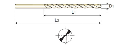 Сверло из быстрорежущей стали Straight Shank HSSCo8 DIN 340 с цилиндрическим хвостовиком удлиненное, 3X66X100