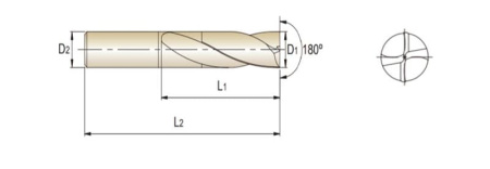 Сверло твердосплавное Dream Drill Flat с плоским торцом, 11.1X12X50X90