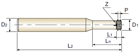Carbide Miniature Thread Mill HD M AlTiN Ø3.16XØ6X1.4X57 0.7P резьбофреза