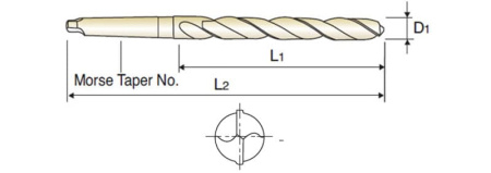 Сверло из быстрорежущей стали Taper Shank HSS DIN 1870/1 с хвостовиком конус морзе  сверхдлинное, 15XMT#2X220X340