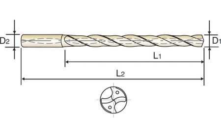 Сверло твердосплавное Dream Drill 8XD DIN 6537 с покрытием TiAlN с отверстиями для подвода СОЖ сверхдлинное, 3.4X6X34X72