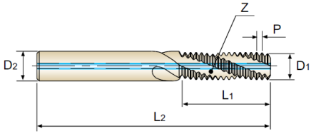 Carbide Thread Mill w/Hole BSP(G) TiAlN Ø17.9XØ18X34.5X100 14BSP(G) резьбофреза