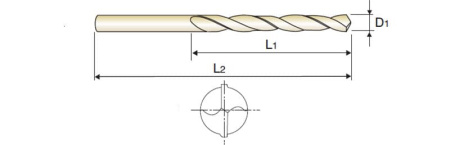 Сверло из быстрорежущей стали Gold-P HSS с цилиндрическим хвостовиком DIN 338/N, 3.2X36X65