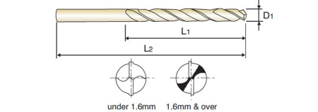 Сверло из быстрорежущей стали Straight Shank HSSCo5 DIN 338 с цилиндрическим хвостовиком, 5.3X52X86