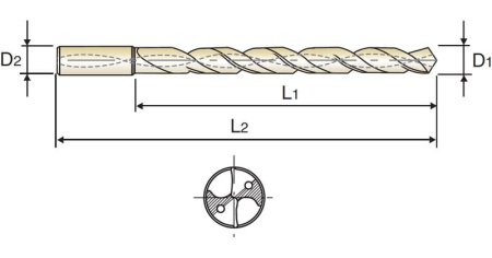 Сверло твердосплавное Dream MQL 10XD с покрытием  TiAlN с отверстиями для подвода СОЖ сверхдлинное, 10X10X130X188