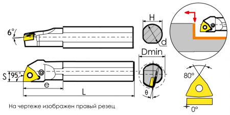 S25S-PWLNL08 Резец токарный (державка) расточной по металлу Trinix 