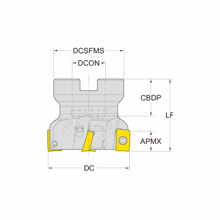 Корпус фрезы со сменными пластинами NC-AP16-D100-A32-Z08-H
